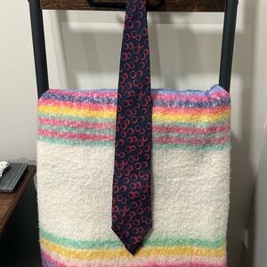 Giorgio Armani Navy Tie with Pink Circular Pattern